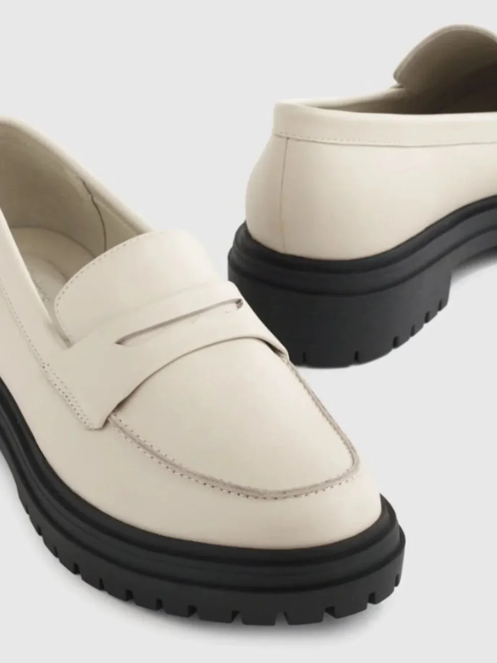 Quince Italian Leather Lug Sole Loafer Bone 8 NEW
